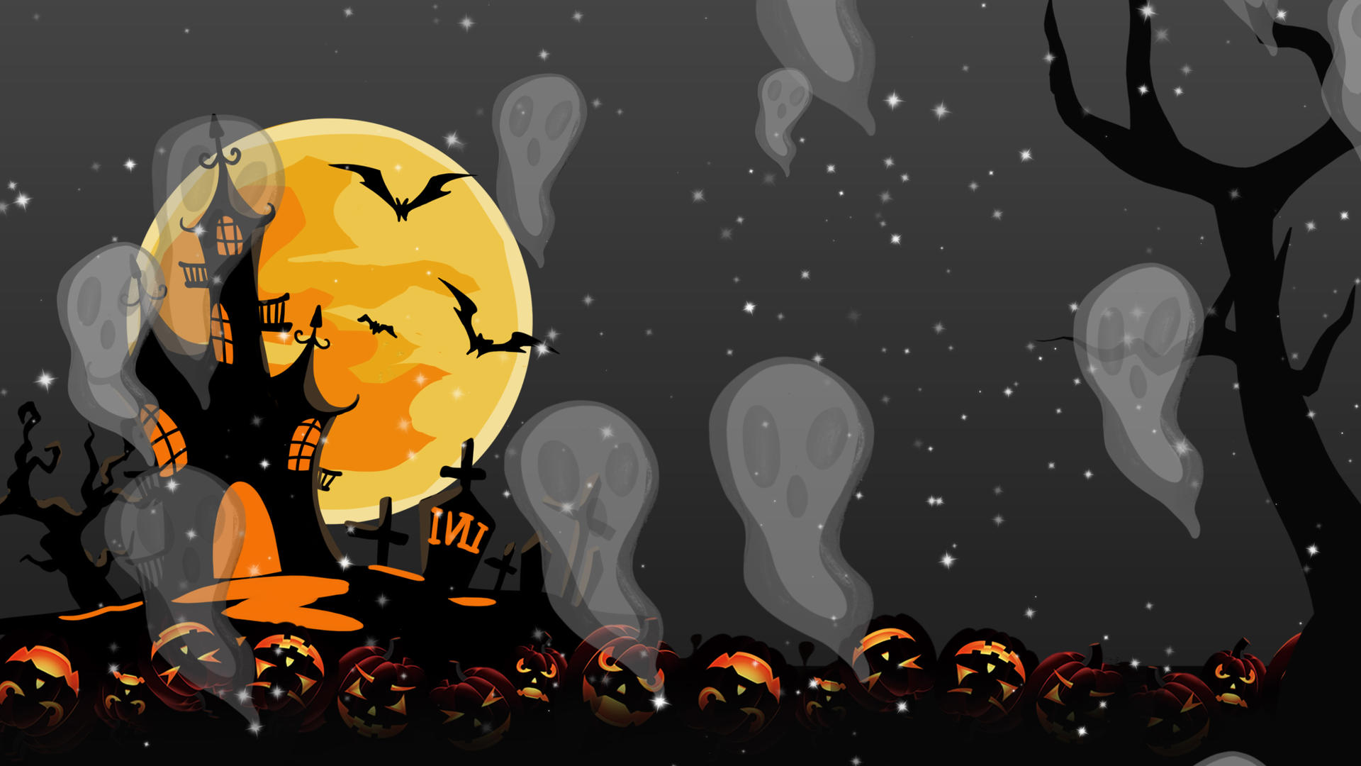 幽灵黑色恐怖动态背景视频4K万圣节夜晚视频视频的预览图