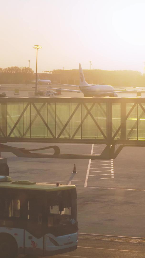 日落中机场飞机航班降落视频的预览图
