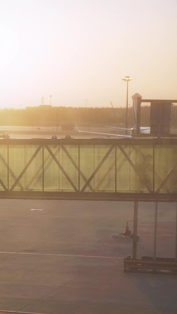 日落中机场飞机航班降落视频的预览图