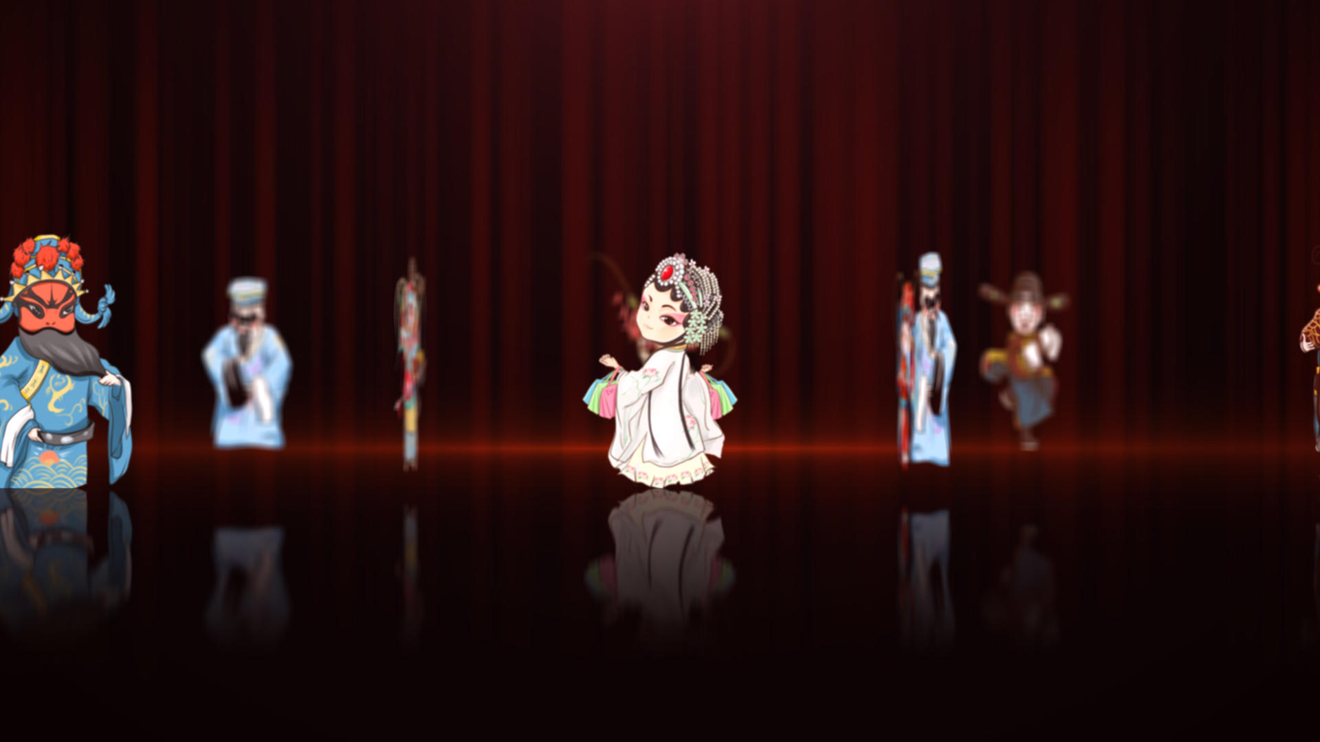 卡通戏曲人物舞台背景视频的预览图