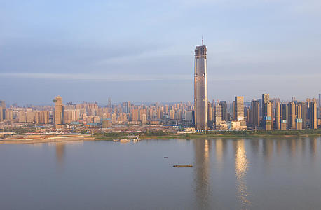 延时摄影航拍城市风光武汉长江江景天际线风景4k素材视频的预览图