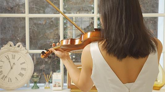 4K小提琴女演奏者背影视频的预览图