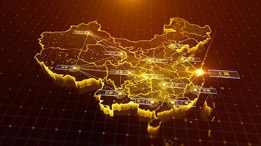 震撼黑金中国地图连线AE模版视频的预览图