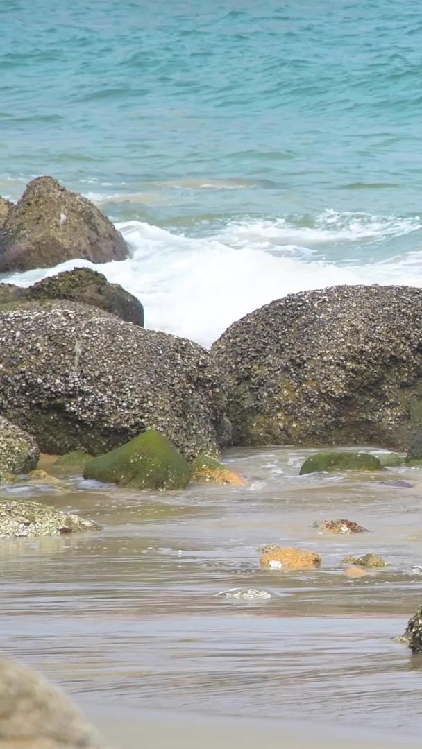 海滩礁石浪花视频的预览图