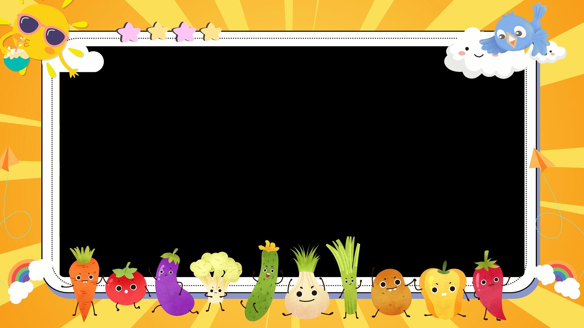 4k卡通儿童节蔬菜边框视频的预览图