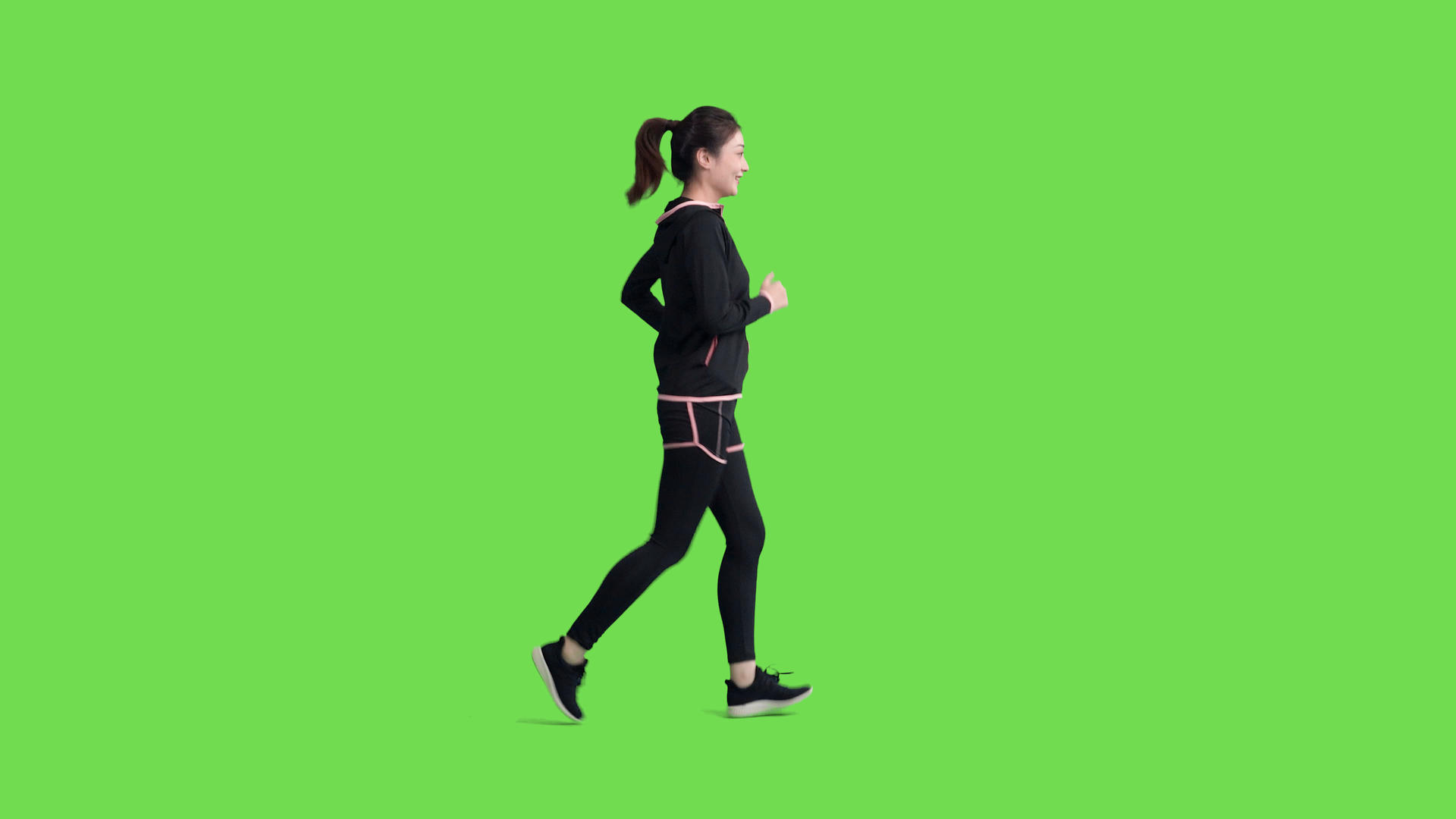 4k穿运动装的女生跑步绿幕抠像视频视频的预览图