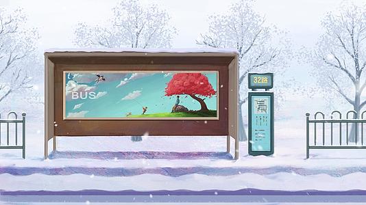 公交站台小品背景4k视频的预览图