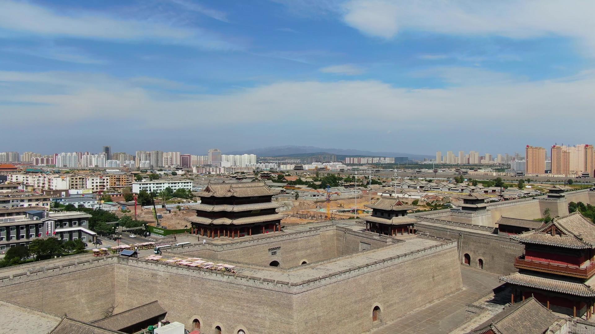 大同历史建筑古城航拍视频视频的预览图