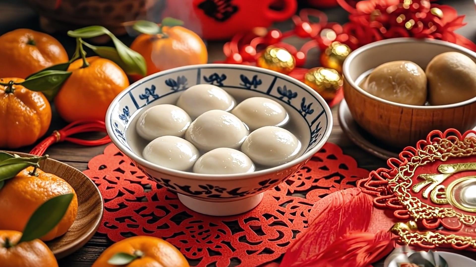 春节喜庆正月除夕元宵节团圆汤圆冬日暖阳暖阳视频的预览图