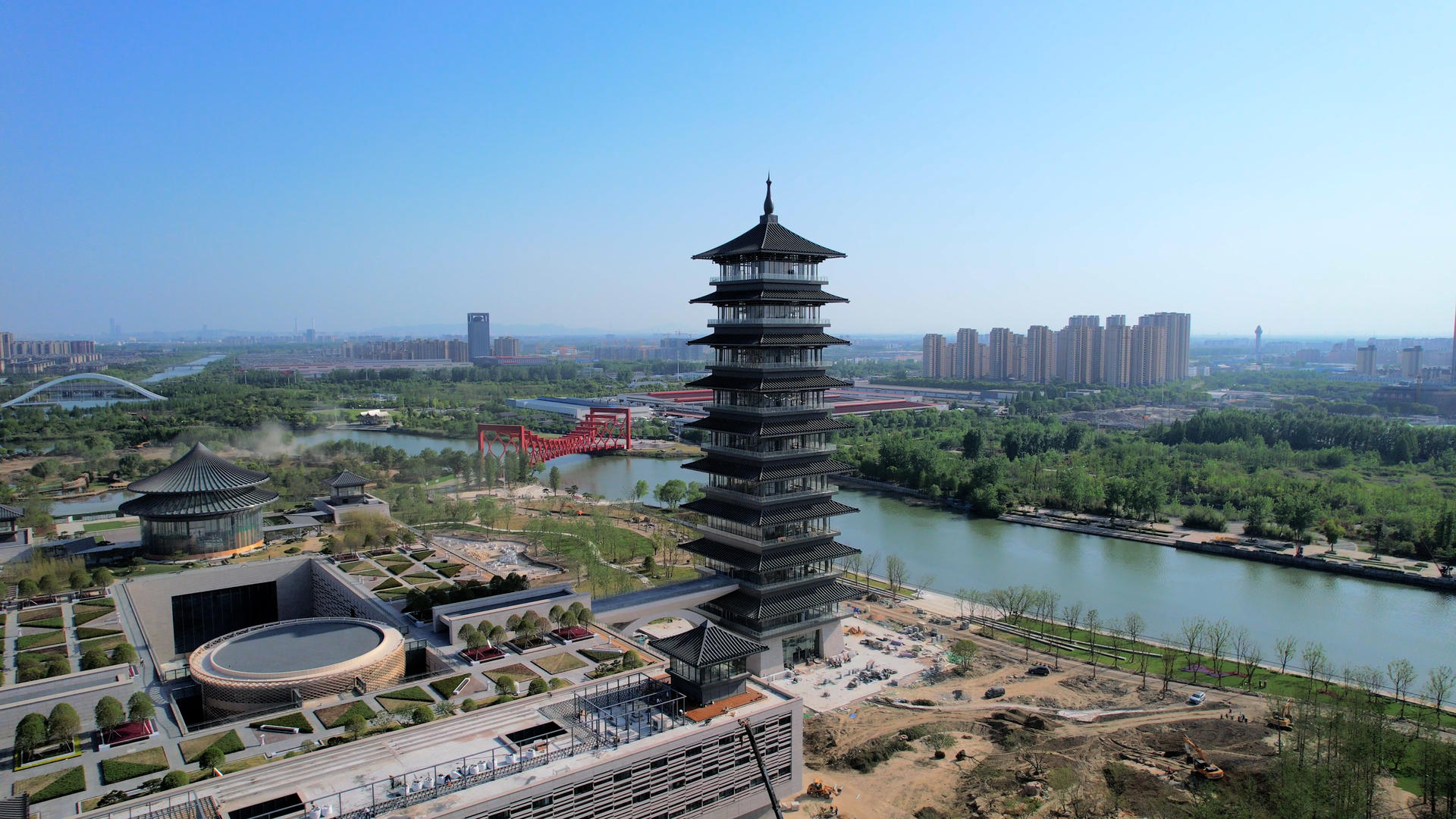 4K航拍扬州城市地标运河博物馆视频的预览图
