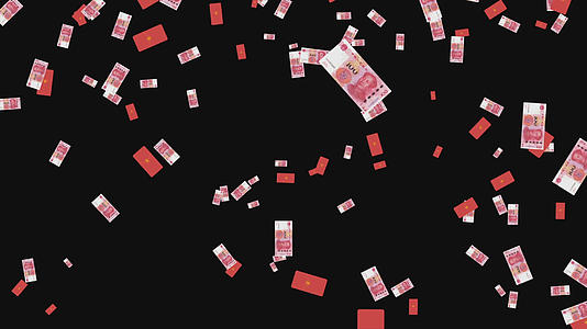 人民币红包雨钱钞票落下视频的预览图
