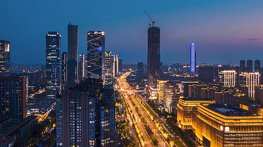 4k南京河西CBD城市天际线日转夜视频的预览图