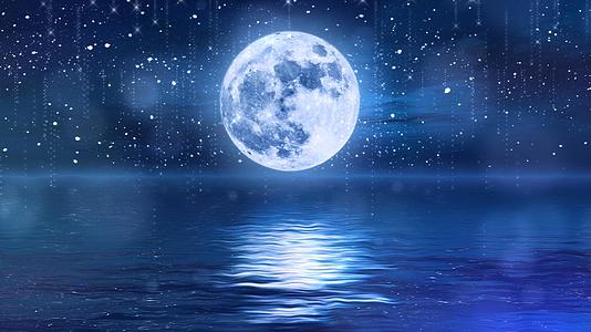 唯美夜晚月亮合成背景视频视频的预览图