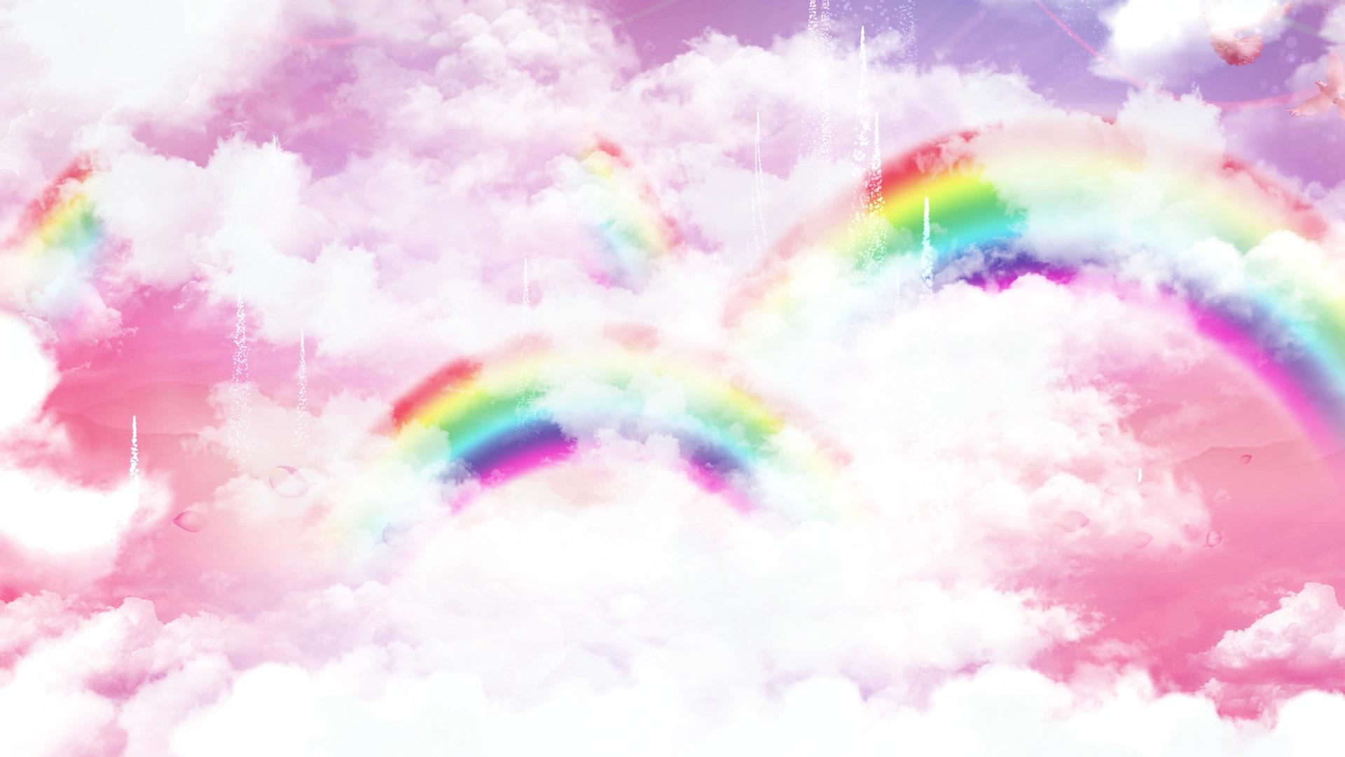 4K唯美动态云彩彩虹背景视频视频的预览图
