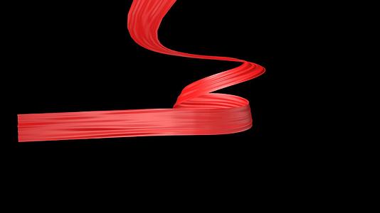 红色丝带飘扬透明视频素材视频的预览图