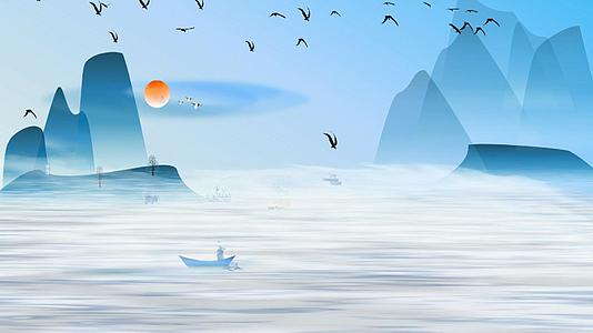彩色水墨山水风景中国风背景视频的预览图