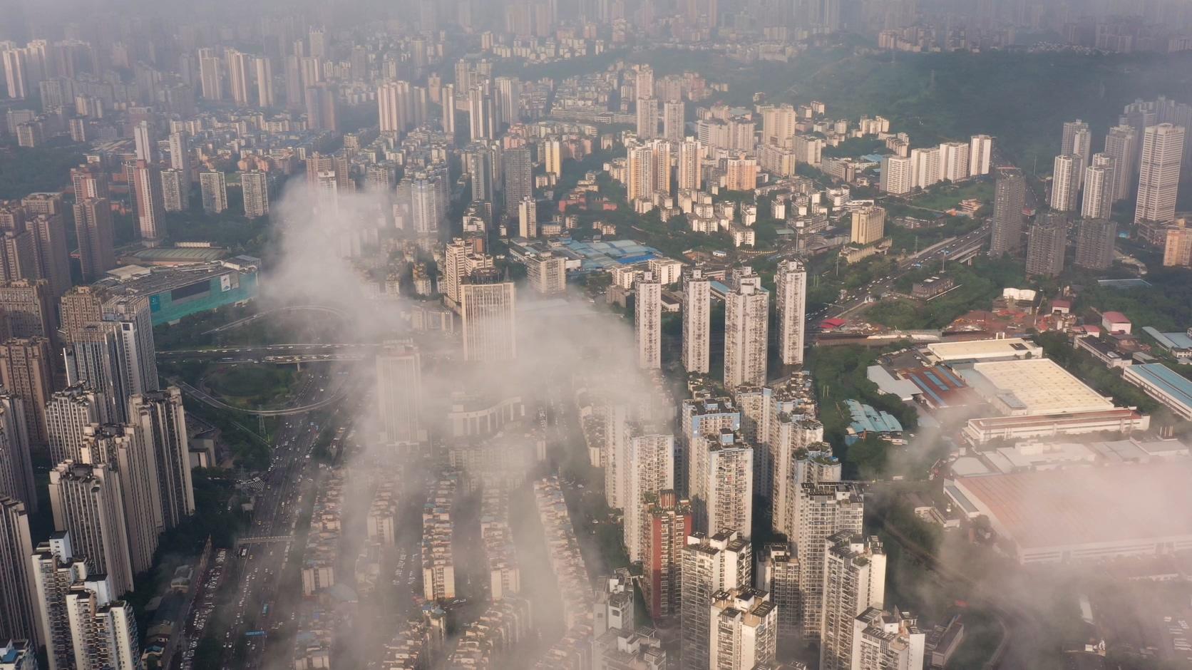 重庆市江北区渝北区全景穿云航拍素材视频的预览图