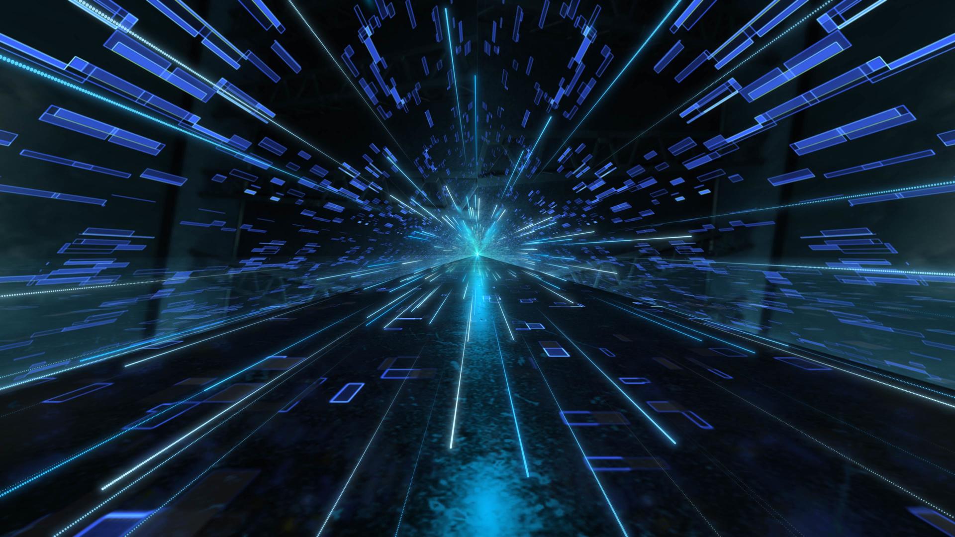 酷炫的蓝色未来科技隧道穿梭动画视频的预览图