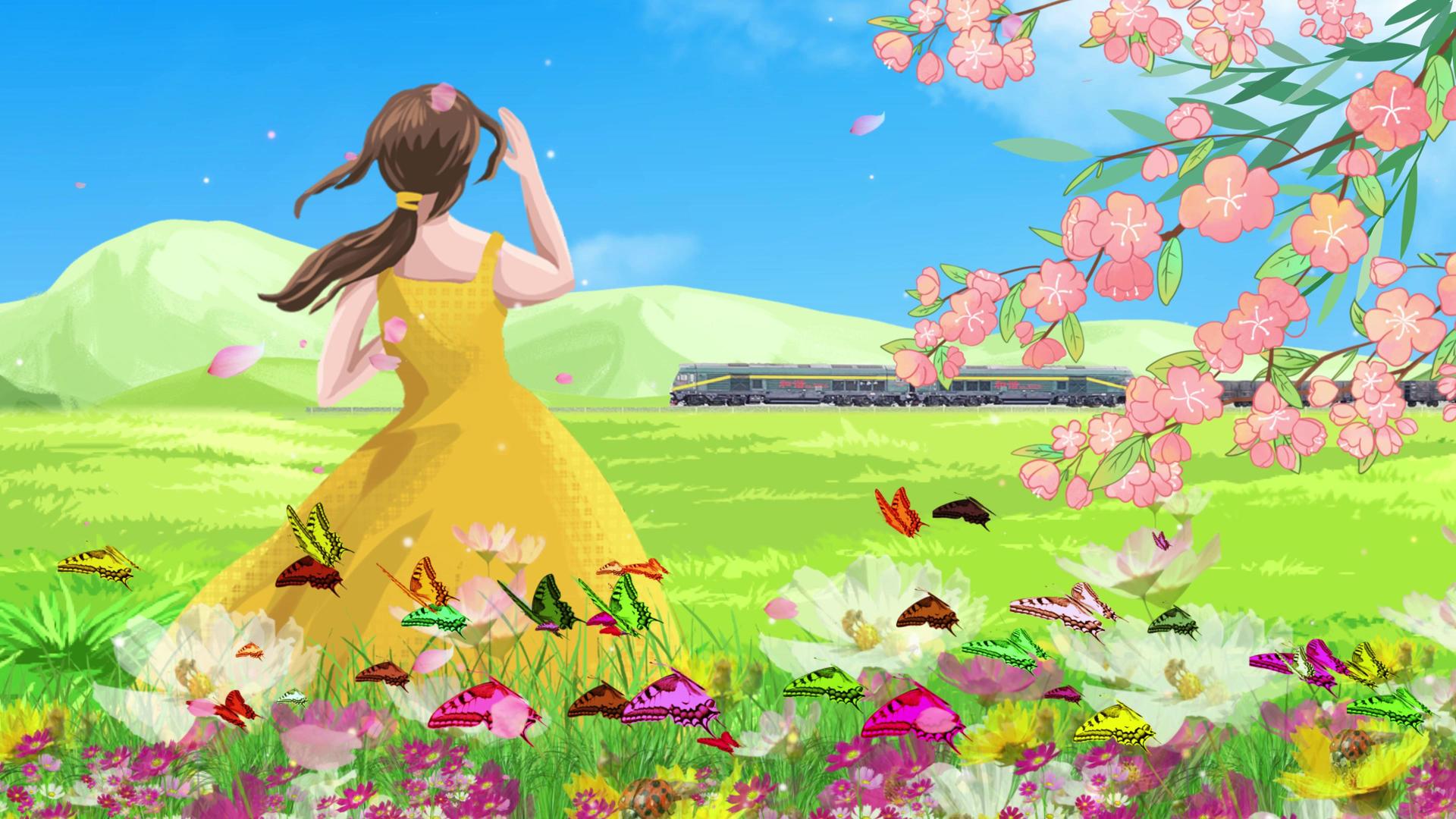 4K小清新开往春天的列车背景视频视频的预览图