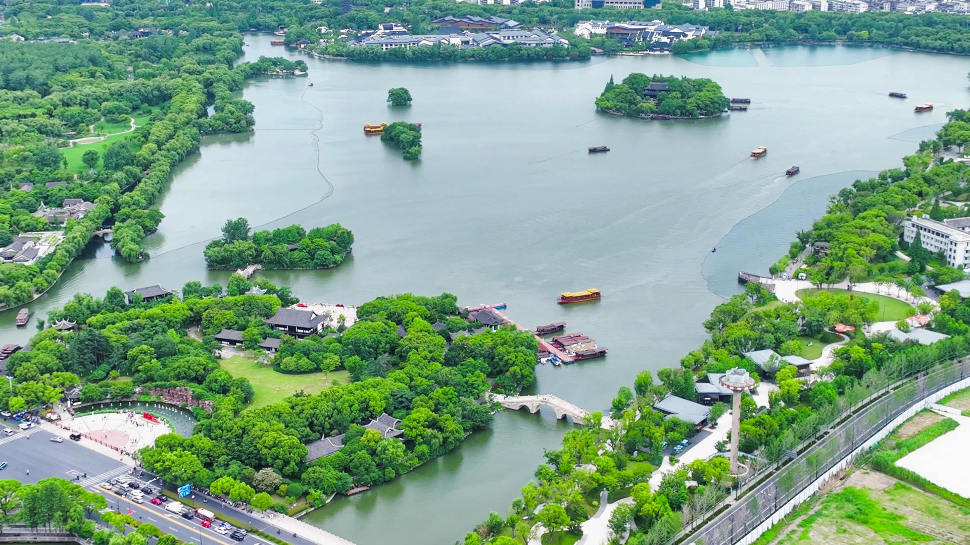 嘉兴市4K航拍5A景区南湖旅游景区红船视频的预览图