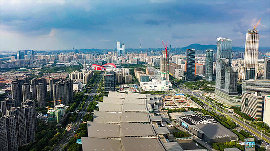 4K航拍南京国展奥体中心视频的预览图