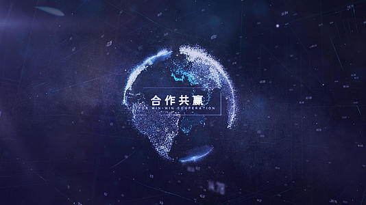 蓝色粒子地球网络片头标题展示视频的预览图