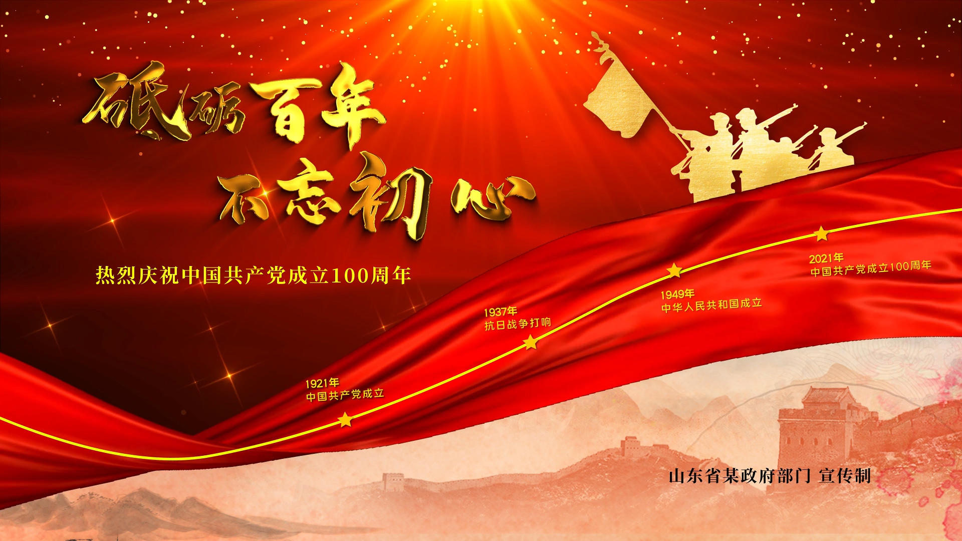 4K庆祝中国共产党成立100周年红色时间线视频的预览图