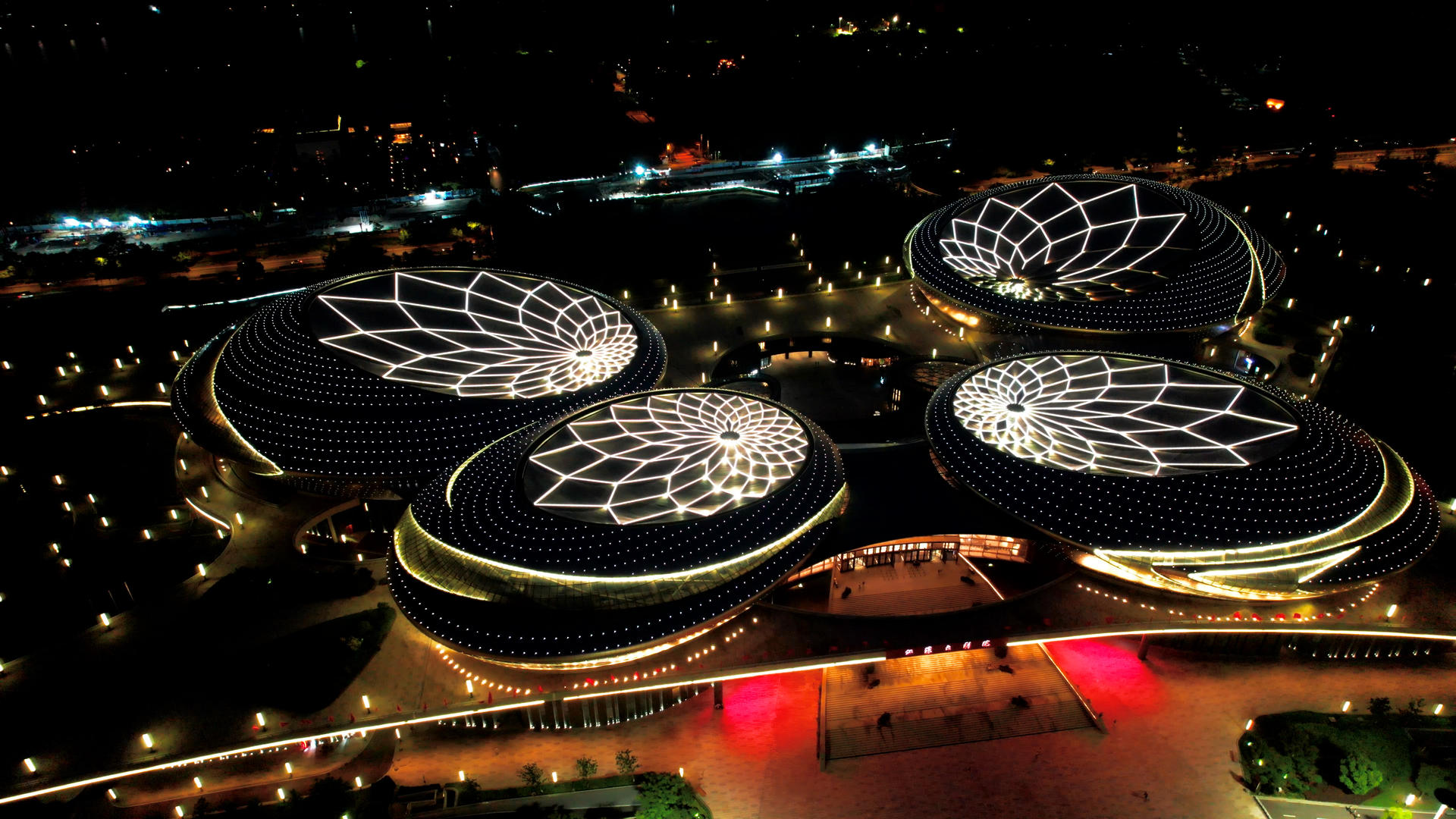 4K航拍南京城市地标江苏大剧院夜景视频的预览图