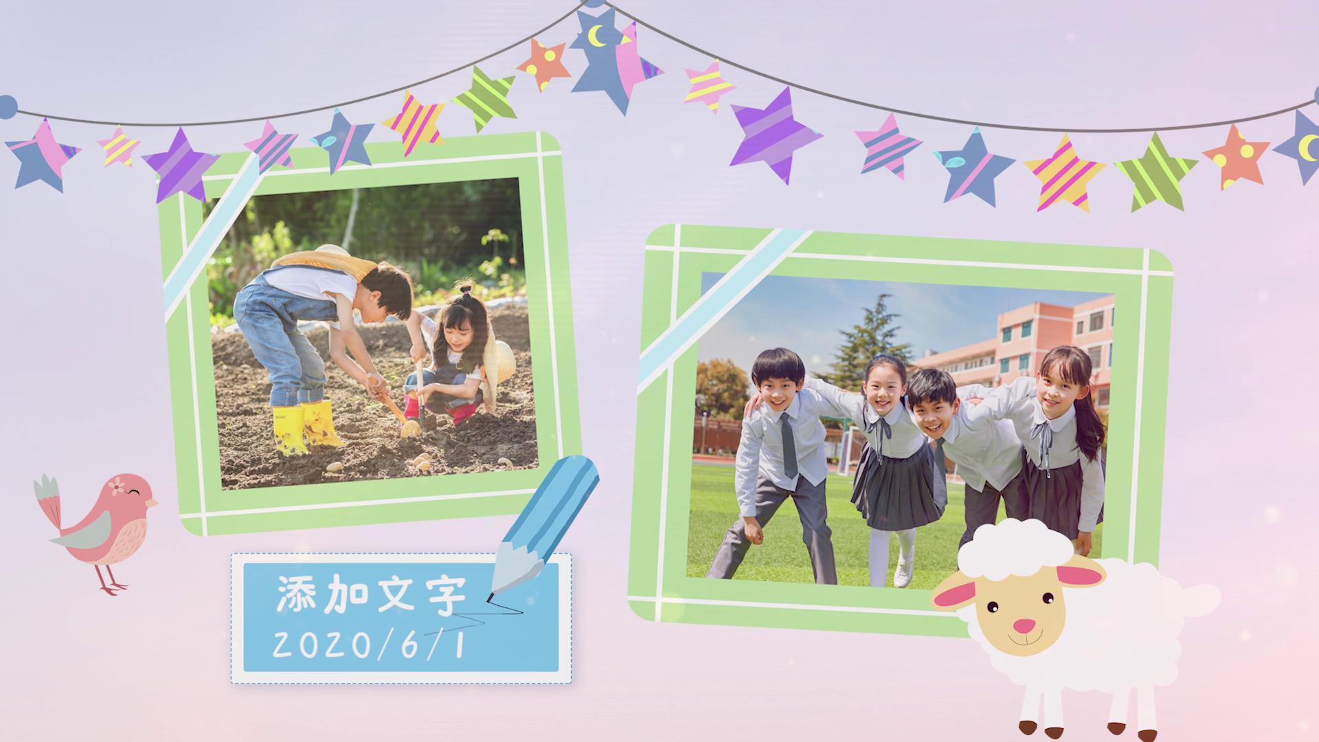 清新可爱六一儿童节成长纪念相册视频的预览图