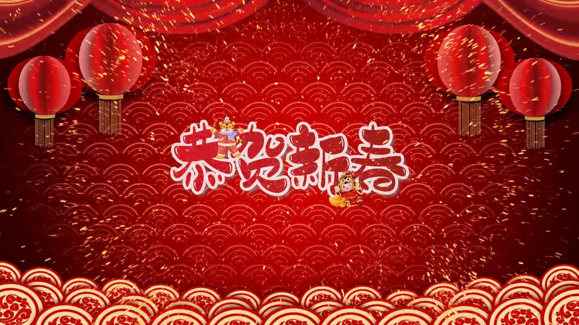 新春习俗展示喜庆红色中国风视频的预览图