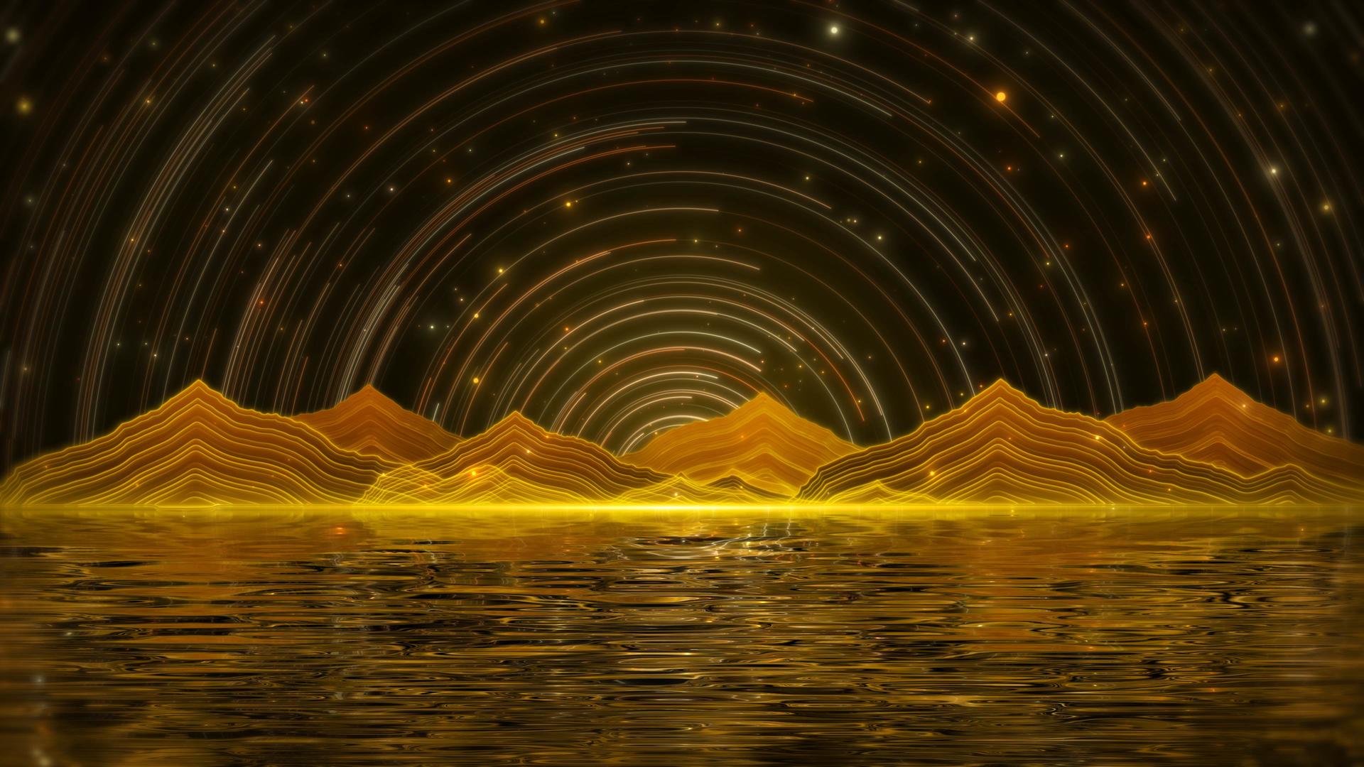 星轨波浪国风风格化层次山峰背景视频的预览图