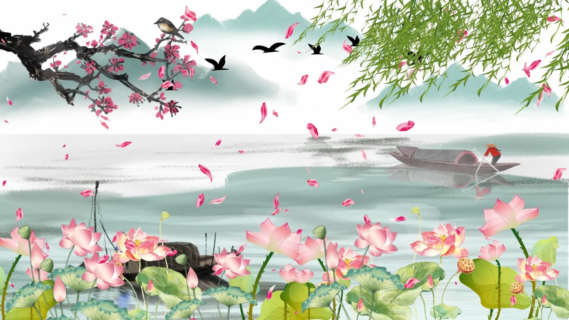 唯美中国风水墨画led背景视频视频的预览图