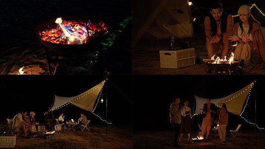 夜晚露营篝火合集视频的预览图