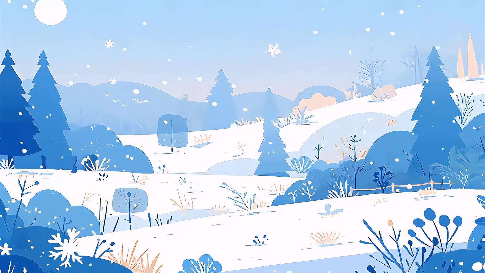 简洁美丽小寒冬景观背景视频视频视频的预览图