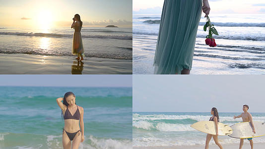 海浪沙滩美女合集视频的预览图