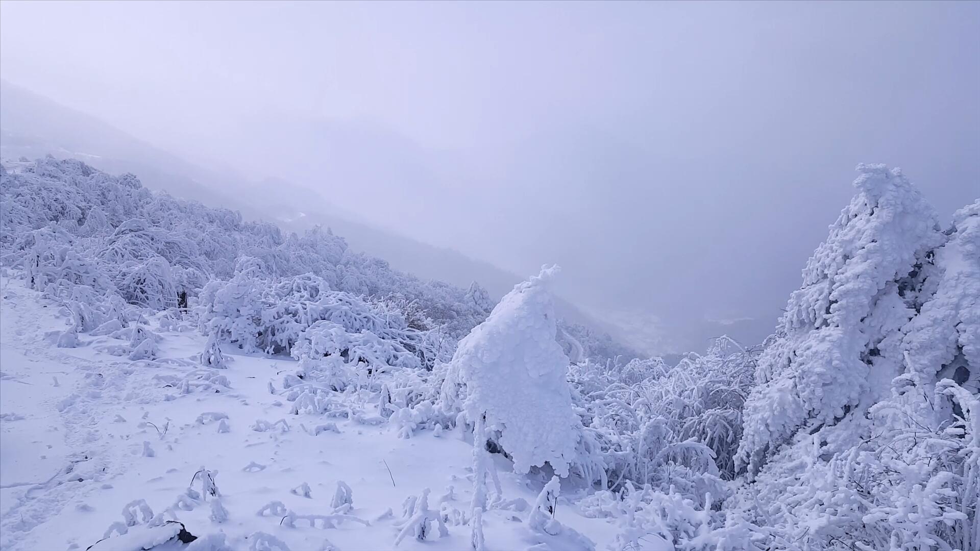 冬天雪山大暴雪的180度雪景实拍视频的预览图