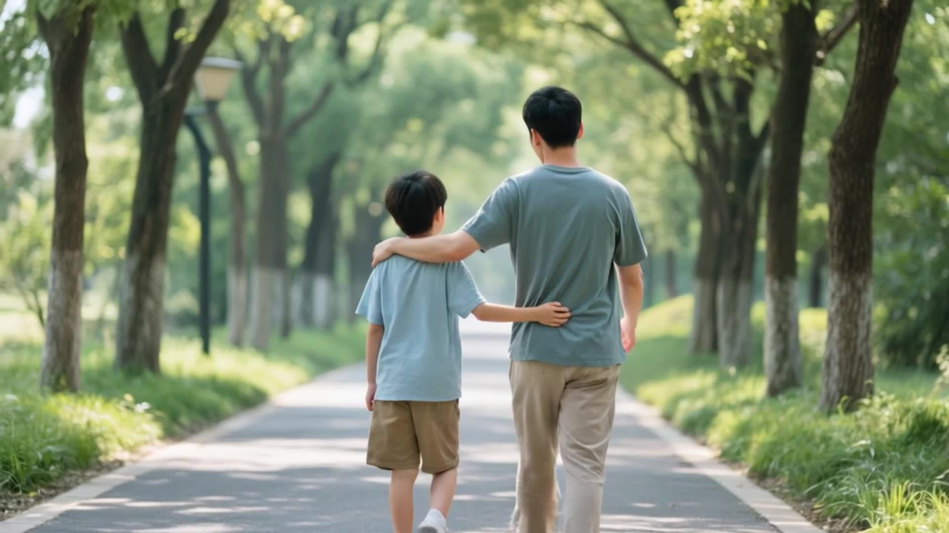 父亲和儿子父亲节家庭视频的预览图