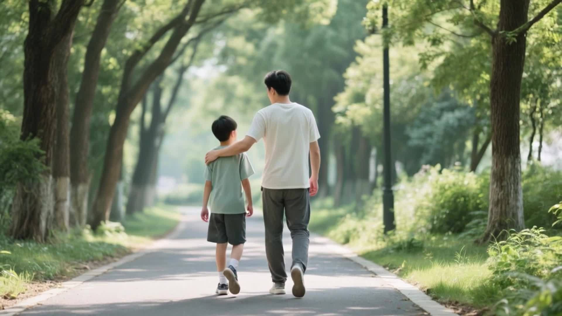 父亲和儿子父亲节家庭视频的预览图