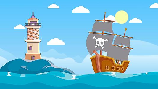 卡通海盗船场景视频的预览图