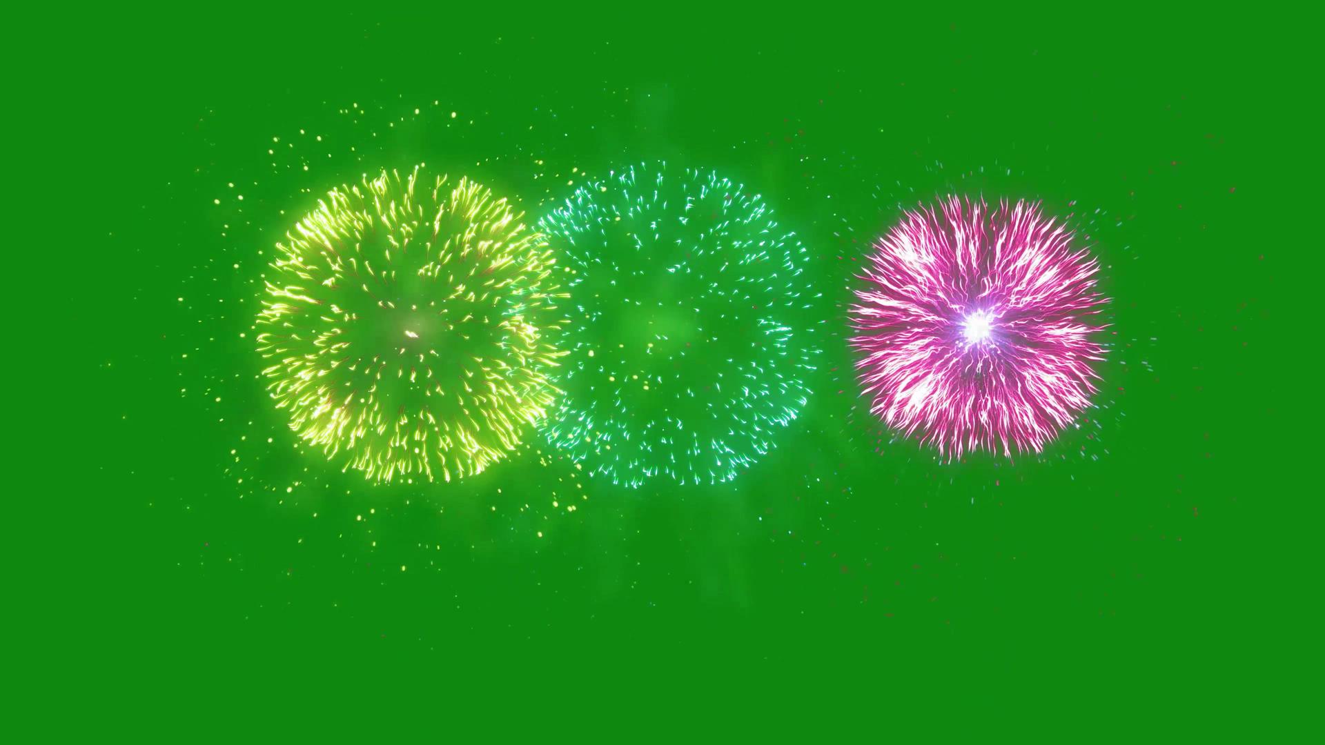 烟花绽放绿幕抠像特效素材4K视频的预览图