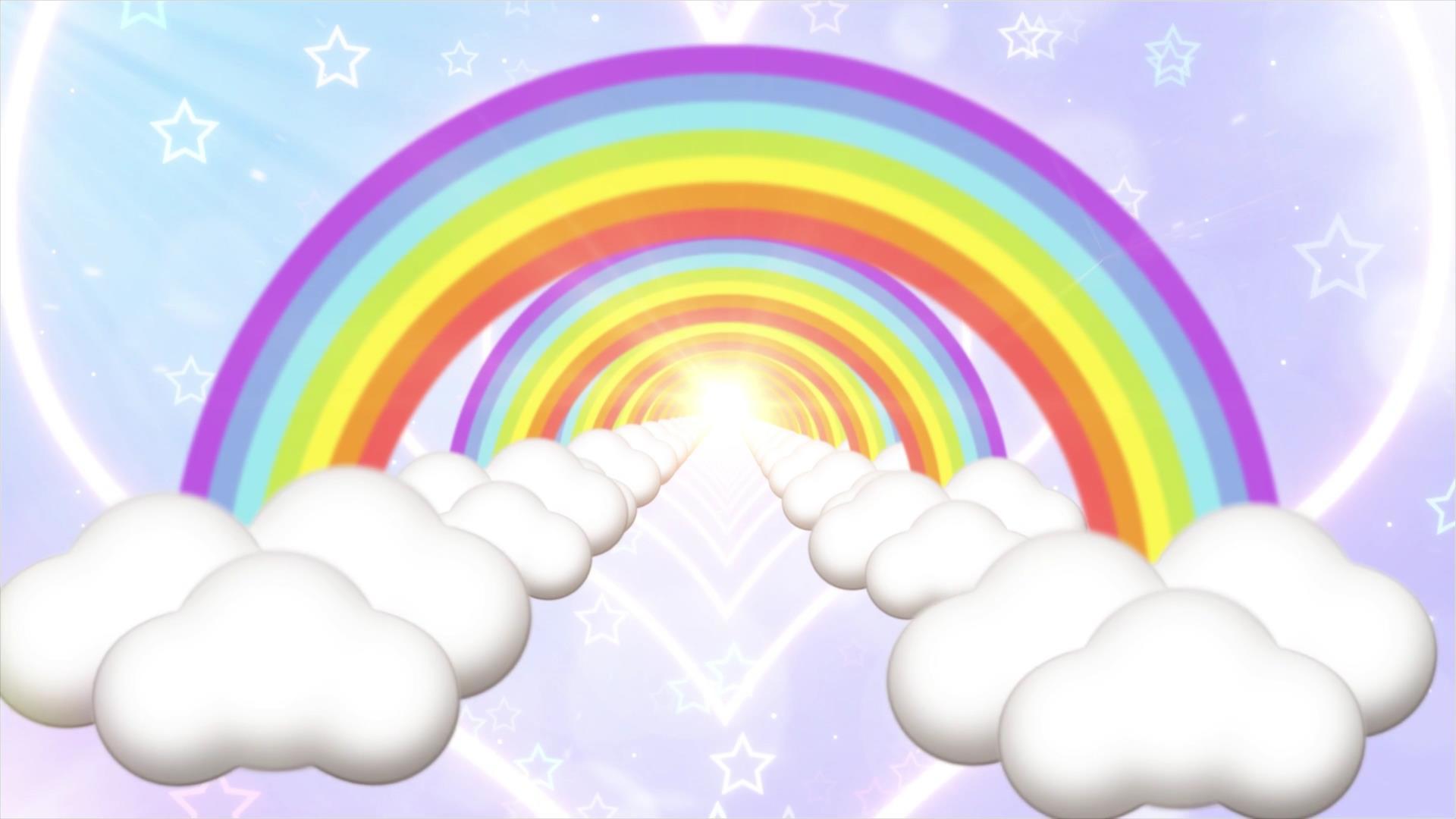 4K唯美彩虹背景卡通动画视频的预览图