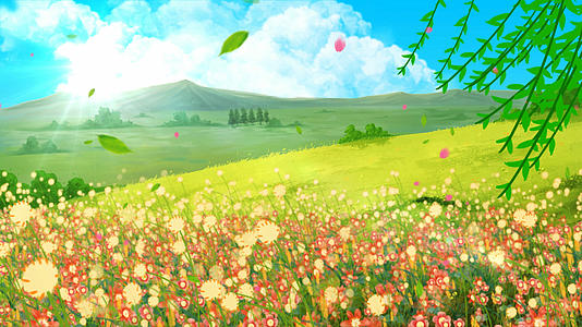 4K唯美的春天花草背景素材视频的预览图