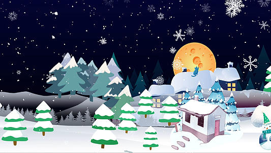 冬日夜晚唯美雪景AE模板视频的预览图