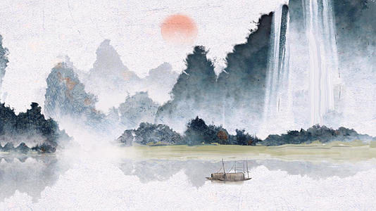 中国风水墨写意山水背景视频的预览图