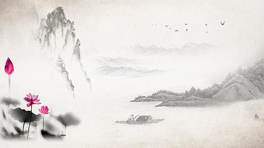 中国风水墨荷花合成背景视频的预览图