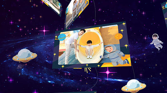 简洁星空父亲节节日卡通相册展示视频的预览图