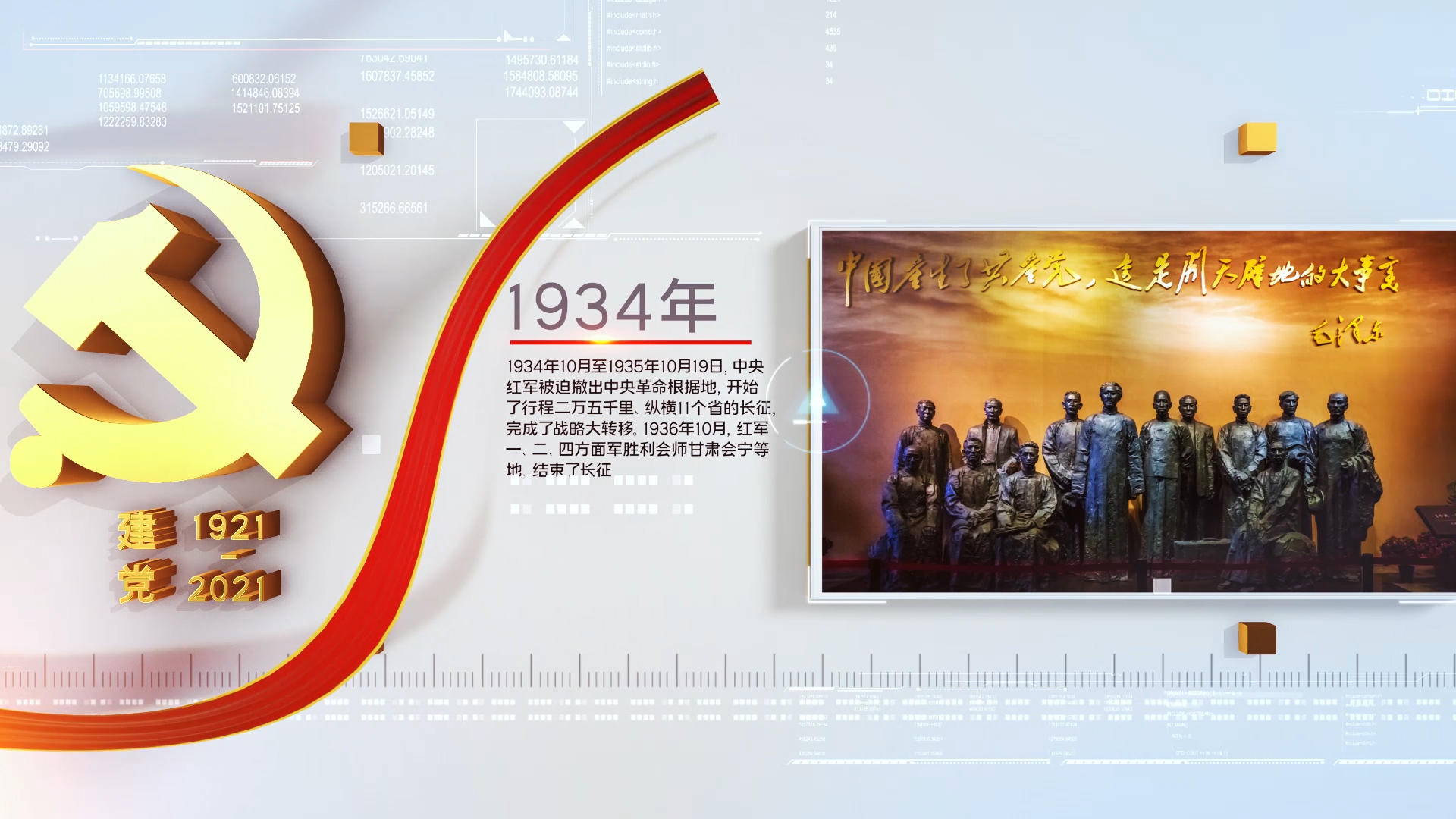 回顾历史建党100周年发展历程AE模板视频的预览图