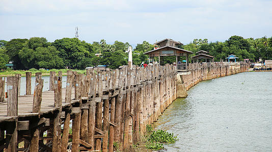 缅甸曼德勒乌本桥日落视频的预览图