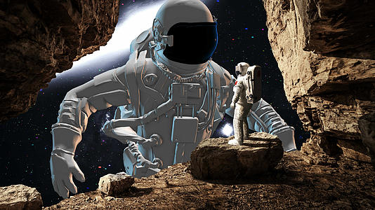 4K三维太空宇航员元宇宙背景视频的预览图