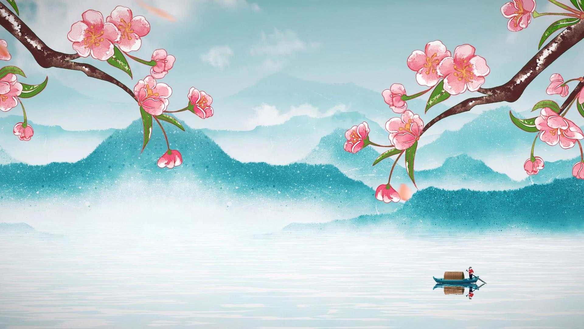 4K中国风樱花背景视频视频的预览图